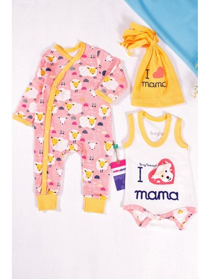 Candar Yeni Doğan 3-6 Ay Kuzu Figürlü Şapkalı 3'lü Bebek Takımı Sarı