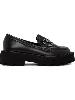 Derimod Kadın Siyah Toka Detaylı Maskülen Loafer 24WFE400118