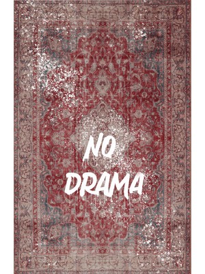 Rugs Modern Written Koleksiyonu Bordo Motifli No Drama Yazılı Desenli Modern Dekoratif Halı 02