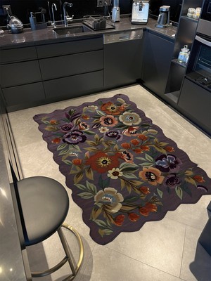 Rugs Modern Shape Koleksiyonu Mor Tonlar Karma Çiçek Ve Gül Desenli Kreatif Modern Dekoratif Halı 17