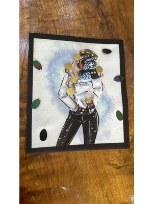 Gönülden Tasarım Zirkon Taşlı 3 Boyutlu Kız Arma Dikiş Giyim Aplike 23X20 cm