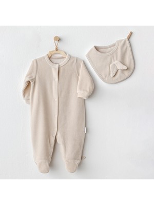 Andywawa Bebek Tulum Takım Romper Bibs Set Velvet Happy Newyear AC25324