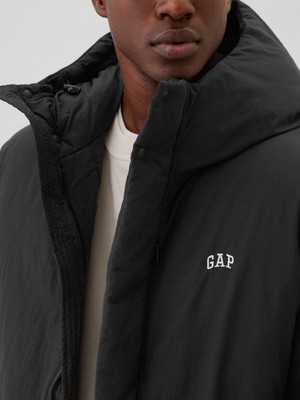 Gap Erkek Siyah Geri Dönüştürülmüş Gap Logo Puffer Şişme Mont