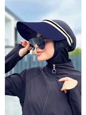 Remsa Mayo Vizör Hasır Şapka Güneş Koruyucu Siperlik Lacivert Rş-38