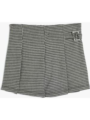 Koton Pileli Şort Etek Toka Detaylı Beli Lastikli