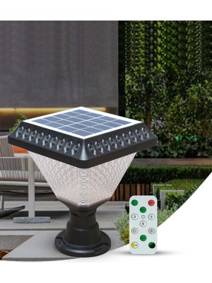 Hero Led 50W Kumandalı Solar Set Üstü Bahçe Armatürü IP65 Beyaz + Günışığı + 4000K + RGB Renk