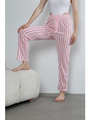 Arvin Pijama Kadın Pamuklu Ince Pembe Pijama Altı Yazlık Homewear