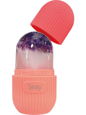 Seay Buz Küpü Yüz, Gözlaltı ve Vücut Için Slikon Buz Kalıbı Ice Masaj Aleti + Doğaltaş Ametist Taşı