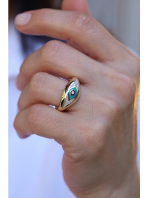 Yenigün Kuyumculuk 14 Ayar Altın Cetaş Fortuna Serisi Nazarlık Detaylı Yüzük