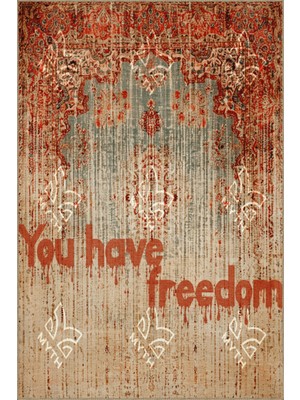 Rugs Modern Written Koleksiyonu You Have Freedom Yazılı Desenli Kreatif Modern Dekoratif Halı 04