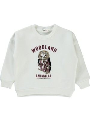 Civil Girls Kız Çocuk Sweatshirt 2-5 Yaş Ekru