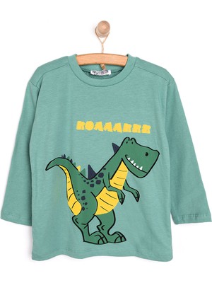 HelloBaby Smiley Dino Erkek Uzun Kol Tshirt Erkek Bebek