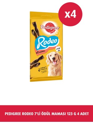 Pedigree Rodeo 7'li Ödül Maması 123 G 4x Omega 3 ve Vitamin E İçeren Sağlıklı Atıştırmalık