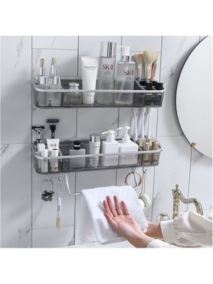 Shivering Açık Sarı Stil Matkap Gerektirmeyen Banyo Rafı Makyaj Organizer Duvara Monte Banyo Organizer Kozmetik Şampuan Havlu Duş Depolama Süzgeç Rafı (Yurt Dışından)