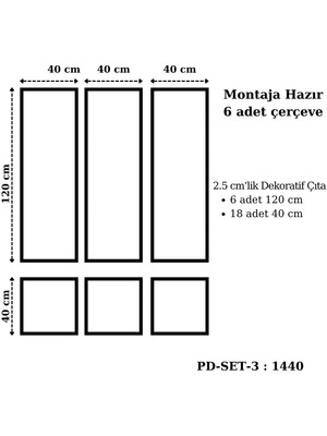 Pazar Dolu Montaja Hazır 6 Adet Çerçeve 2,5  cm lik (Pd-Set-3: 1440)