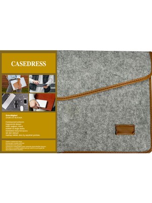 Fibril Casedress Antrasit Gri Keçe Laptop Ve Evrak Çantası 27x40 cm 15.6 inch Fonksiyonel Kullanım