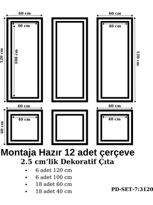 Montaja Hazır 24 Adet Çerçeve 2,5 Cm'lik (Pd-Set-7: 3120)