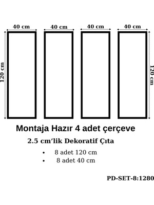 Pazar Dolu Montaja Hazır 8 Adet Çerçeve 2,5  cm 'lik (Pd-Set-8: 1280)