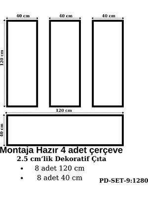 Pazar Dolu Montaja Hazır 8 Adet Çerçeve 2,5  cm 'lik (Pd-Set-9: 1280)