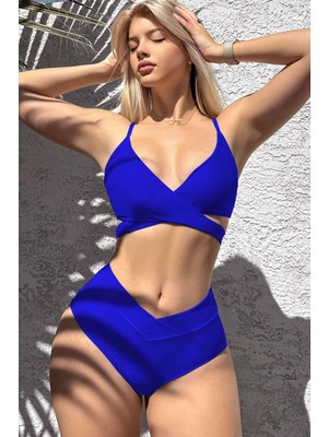 Angelsin V Kesim Bikini Altlı Bel Kuşak Detaylı  Bikini Takım