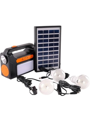 Ack Solar 3 Ampul + El Feneri led Kamp Aydınlatması Seti AC01-00830