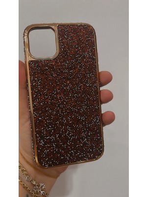By Semra iPhone 11 Uyumlu Rose Gold Çerçeve İçi Kadife Lüx Taşlı Tam Koruma Kılıf