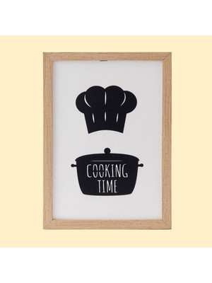 Özverler  Cooking Time Ahşap Çerçeveli Tablo - Beyaz - 25X35 cm