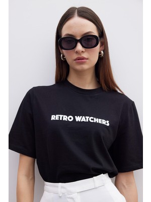 Manuka Baskılı Oversıze Kısa Kollu Tshırt Retro Watchers