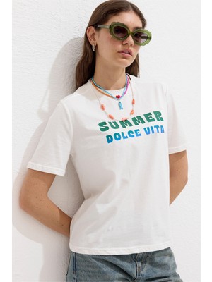 Manuka Dikiş Detaylı Baskılı Tshırt Dolce Vıta