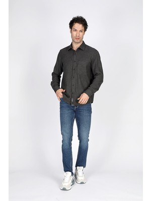 Lee Cooper Francis Erkek Dokuma Uzun Kol Gömlek Gri