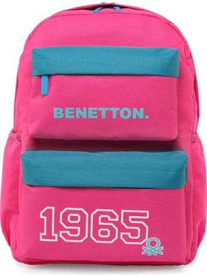 United Colors Of Benetton Benetton 1965 Çift Ön Cepli Kız Çocuk Sırt Çantası Fuşya