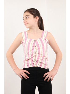 Toontoy Kız Çocuk Renkli Çizgili Atlet