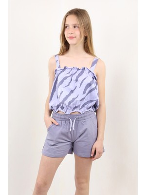 Toontoy Kız Çocuk Desenli Şortlu Takım