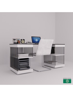 Barisbo Design Çalışma Masası Raflı Çift Renk Modern