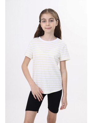 Toontoy Kız Çocuk Çizgili Tişört