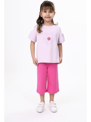 Toontoy Kız Çocuk Baskılı Kaprili Takım