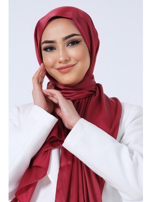 BORDO Harem Scarf Kristal Saten Şal