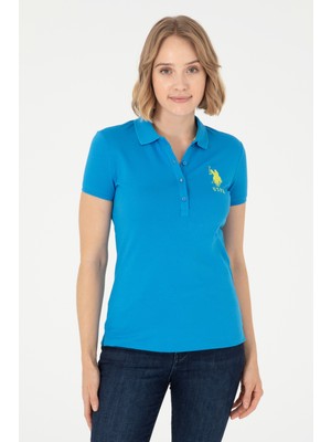 U.S. Polo Assn. Kadın Saks Basic Polo Yaka Tişört 50280063-VR045