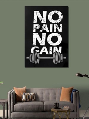 Karizma Tablo Kanvas Tablo No Pain No Gain Gym Temalı