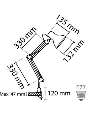 Full Reyon Ultra Kaliteli, Metal Kasa, Modern Tasarım Mengeneli Portatif, Masaya Monte Edilir Çalışma Lambası