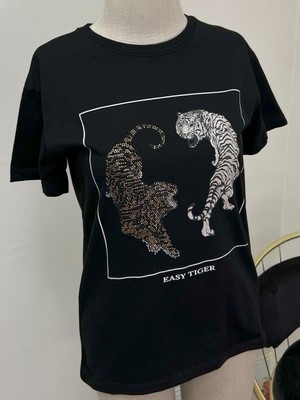 Kokoşum Butik 4510 Iki Jaguar T-Shirt Siyah