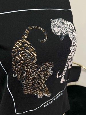 Kokoşum Butik 4510 Iki Jaguar T-Shirt Siyah