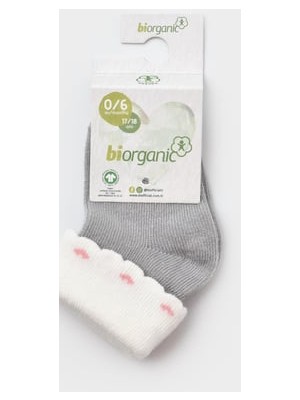 Biorganic Bibaby Organik Çorap Soket Kalpli Kız Gri