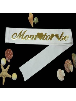 Parti Dükkanım Mom To Be Kuşak Beyaz Üzeri Gold
