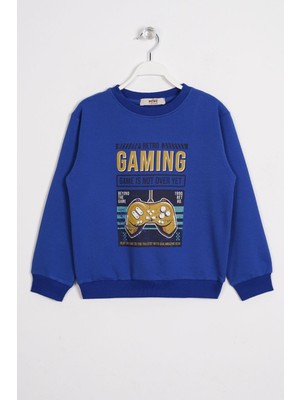 Zepkids Gaming Baskılı Saks Renk Erkek Çocuk Sweatshirt
