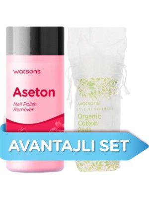 Watsons Aseton 150 ml + Organik Pamuk 50'li Çanta Set
