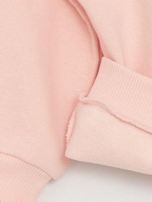 LC Waikiki Pembe Bisiklet Yaka Uzun Kollu Baskılı Kız Bebek Sweatshirt