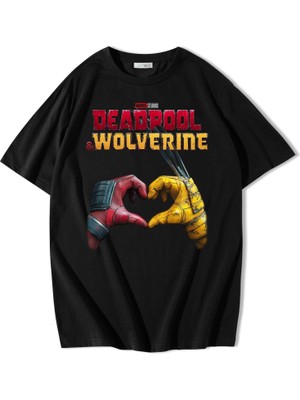 BRZ Collection Unisex Oversize Deadpool & Wolverine Heart T-Shirt