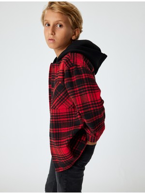 Koton Kapşonlu Oduncu Gömleği Cep Detaylı Uzun Kollu