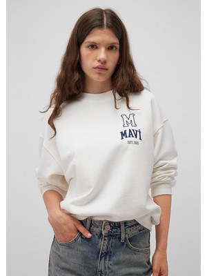 Mavi Logo Baskılı Beyaz Sweatshirt 1S10148-70069